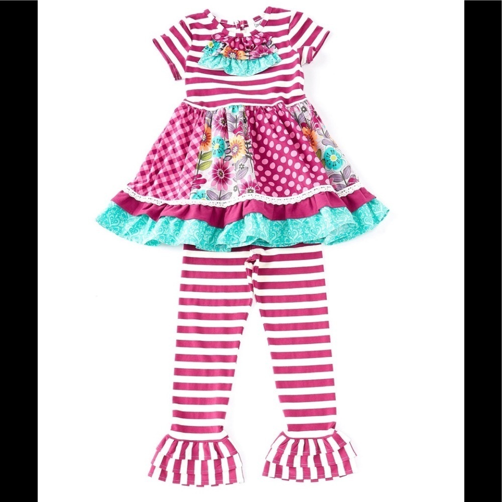 Counting daisies striped floral size3 NWOT 2 piece set..